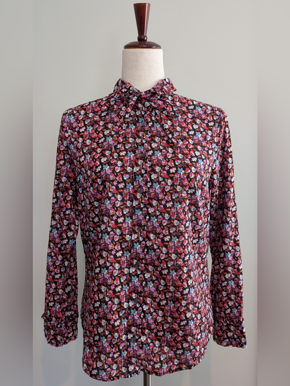 J. Crew x Liberty of London Floral Ruffled Collar Necktie Button Down Size 4